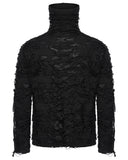 Punk Rave Mens Shredded Knit Apocalyptic Gothic Sweater Top - Black