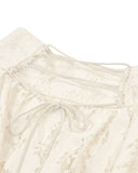 Dark In Love Womens Steampunk Lace High Low Skirt - Vintage Off-White