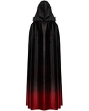 Punk Rave Womens Gothic Gradient Velvet Cloak - Black & Red