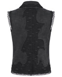 Devil Fashion Mens Wasteland Punk Destroyed Mesh Chained Sleeveless Vest Shirt