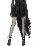 Dark In Love Womens Gothic Ruffled & Shredded Lace Hi-Low Skirt