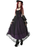 Dark In Love Womens Long Gothic Layered Maxi Dress - Purple & Black