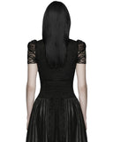 Punk Rave Womens Elegant Gothic Lace Overlayer Applique T-Shirt Top