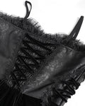 Eva Lady Womens Long Victorian Gothic Velvet & Lace Fringed Ballgown Dress