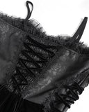 Eva Lady Womens Long Victorian Gothic Velvet & Lace Fringed Ballgown Dress