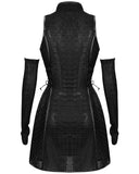 Devil Fashion Womens CyberGoth Cheongsam Mini Dress & Sleeves
