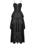 Dark In Love Long Dark Gothic Jacquard Layered Hi-Low Dress