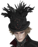 Devil Fashion Mens Beaded & Feathered Gothic Top Hat