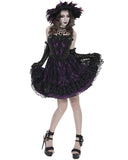 Devil Fashion Womens Gorgeous Gothic Embellished Lace Party Prom Dress - Purple & Black