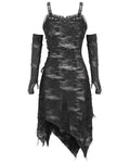 Devil Fashion Apocalyptic Punk Shredded Slip Dress & Gloves