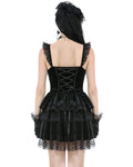 Dark In Love Womens Elegant Gothic Lolita Velvet & Lace Mini Dress
