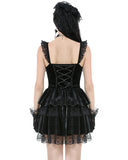Dark In Love Womens Elegant Gothic Lolita Velvet & Lace Mini Dress