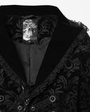 Punk Rave Womens Gothic Aristocrat Damask Velvet Frock Coat Jacket - Black