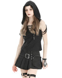 Dark In Love Womens Shredded Apocalyptic Punk Hooded Tank Top