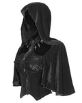 Eva Lady Dark Gothic Velvet Hooded Shrug Cloak Top - Black