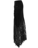 Punk Rave Womens Gorgeous Gothic Ruched Velvet & Lace Long Fishtail Skirt