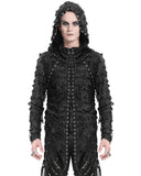 Devil Fashion Mens Apocalyptic Gothic Punk Shredded Lace Up Hooded Top Black