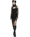 Punk Rave Womens Apocalyptic Wasteland Gothic Asymmetric 2 Piece Hooded Dress