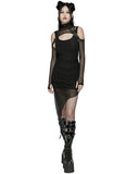 Punk Rave Womens Apocalyptic Wasteland Gothic Asymmetric 2 Piece Hooded Dress