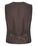 Devil Fashion Mens Tennyson Striped Steampunk Waistcoat - Brown -