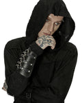 Punk Rave Mens Dark Gothic Spiked Wrist Cuff (Single) - Black Faux Leather