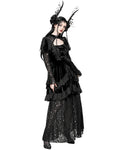 Dark in Love Womens Long Romantic Gothic Velvet & Lace Princess Maxi Dress