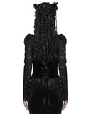 Punk Rave Womens Baroque Gothic Rose Embroidered Velvet Cincher Corset - Black