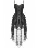 Dark In Love Womens Gothic Lolita Jacquard & Lace Fishtail Prom Dress