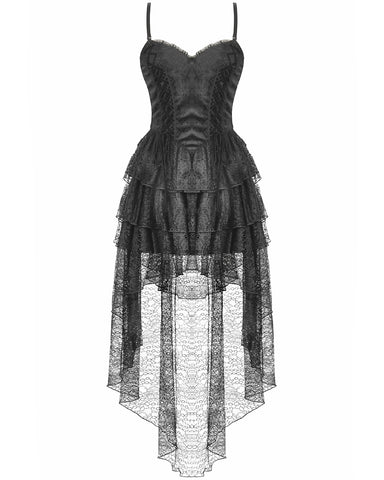 Dark In Love Womens Gothic Lolita Jacquard & Lace Fishtail Prom Dress