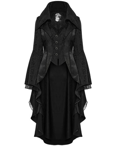 Punk Rave Womens Regency Gothic Jacquard Cutaway Frock Coat