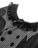 Dark In Love Gothic Lolita Doll Bat Wing Dress - Black & Grey Stripe