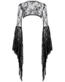 Dark In Love Womens Gothic Deep-V Bell-Sleeve Lace Bolero Shrug