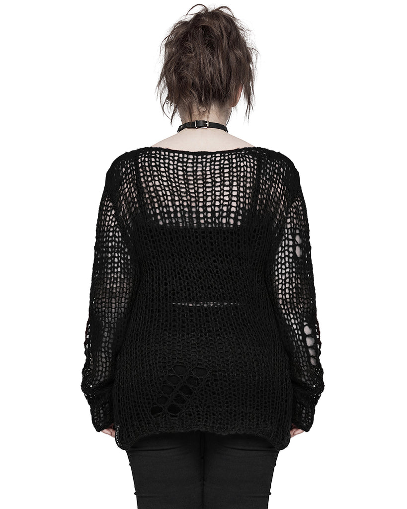 Distressed Knit Rave Punk Rave Womens Shredded Broken Knit Sweater Top - Black – Violent ...