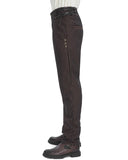 Devil Fashion Mens Tennyson Striped Steampunk Lacing Dress Pants - Brown