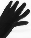 Devil Fashion Womens Long Gothic Velvet Lace-Up Evening Gloves - Black