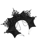 Devil Fashion Womens Dark Gothic Batwing Beaded Rose Fascinator Headpiece