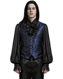 Punk Rave Mens Gothic Aristocrat Formal Jacquard Waistcoat Vest - Blue