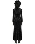 Punk Rave Womens Long Baroque Gothic Embossed Velvet Maxi Dress - Black