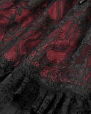 Dark In Love Womens Long Gothic Spliced Lace Maxi Skirt - Red & Black