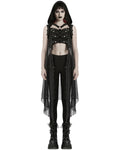 Punk Rave Womens Gothic Cyberpunk Hooded Harness Chiffon Cloak Cape