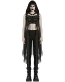 Punk Rave Womens Gothic Cyberpunk Hooded Harness Chiffon Cloak Cape