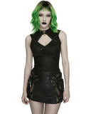 Punk Rave Womens Apocalyptic Gothic Studded Shredded Fishnet Tank Top Vest