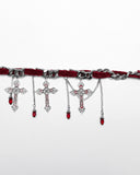 Punk Rave Womens Gothic Crucifix Choker Necklace - Red