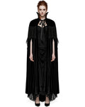 Punk Rave Womens Dark Regency Gothic Studded Velvet & Lace Cloak