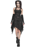 Devil Fashion Apocalyptic Punk Shredded Slip Dress & Gloves