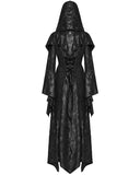 Punk Rave Womens Long Gothic Witch Broken Knit Hooded Jacket