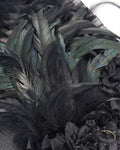 Eva Lady Womens Dark Gothic Lolita Feathered Rose Bonnet Hat