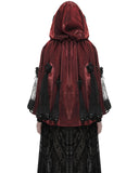 Devil Fashion Womens Gothic Sateen Hooded Cape - Red & Black