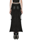 Punk Rave Long Apocalyptic CyberPunk Studded Side-Split Lacing Skirt