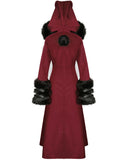 Devil Fashion Whispering Forest Womens Gothic Coat - Red & Black